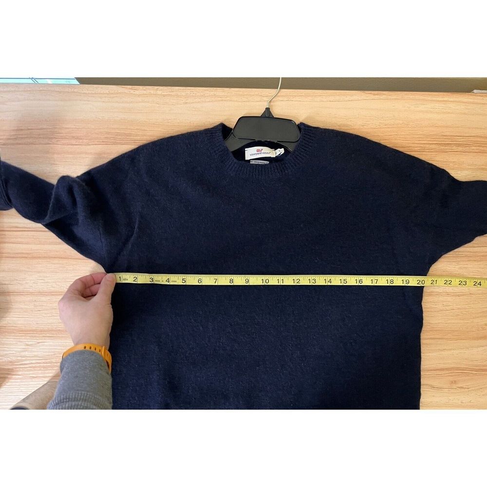 Vineyard Vines Lofty CASHMERE Crewneck Sweater Deep Bay Navy Slits S $248 - Picture 6 of 7
